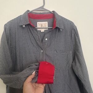 VYG Victoria's Secret Y2K Gingham Tunic Sleep Shirt Hi-Lo Cotton Silk Trim L